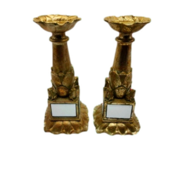 Home Decor Gold Mirrored Candle Holder Frog Accents 12 inches Tall $11 Each - Picture 1 of 3